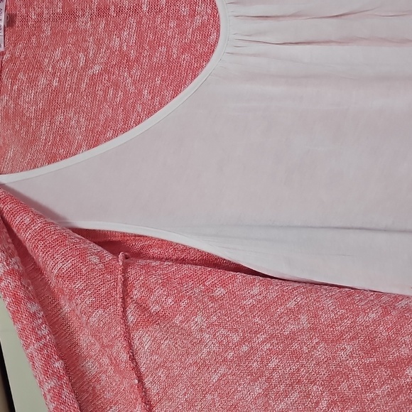 Pink Open-Front Cardigan with White Attached Tank - Picture 3 of 5